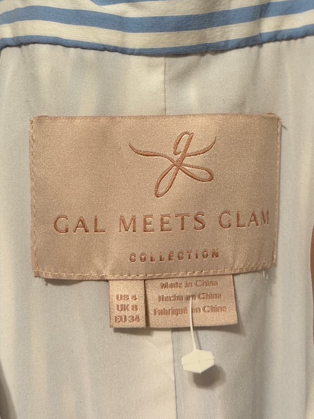 Gal Meets Glam Striped Jasmine Ruffle Dress Size 4 Blue White Maxi Beach Summer - Picture 4 of 11